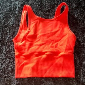 Red Cropped Lululemon shirt